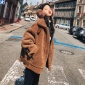 实拍韩范ulzzang咖啡色钻石绒泰迪棉服翻领加厚夹克短外套女冬装