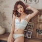 春夏新品天蓝色甜美性感蕾丝半杯内衣女中厚杯无痕无钢圈文胸套装